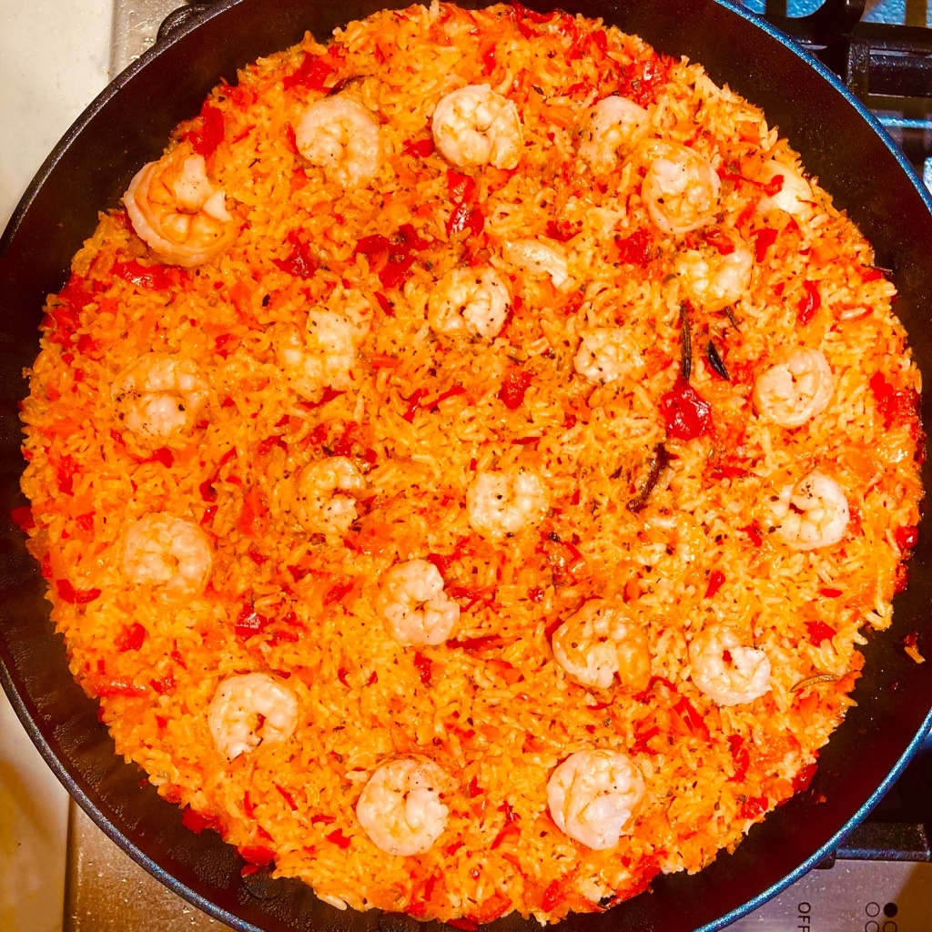 Easy Shrimp Paella Recipe in Regular Frying Pan!
