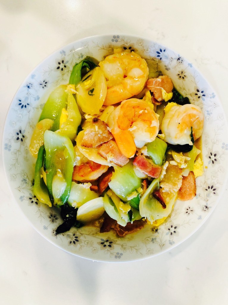 Bacon and Shrimp New Year Rice Cake Stir Fry — Bah Bahs Kitchen